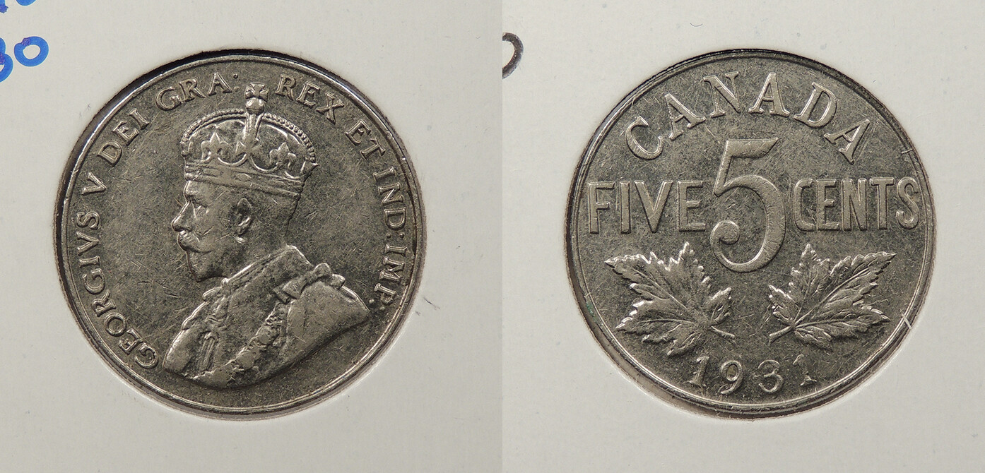 CANADA 1931 5 Cents George V #WC86729