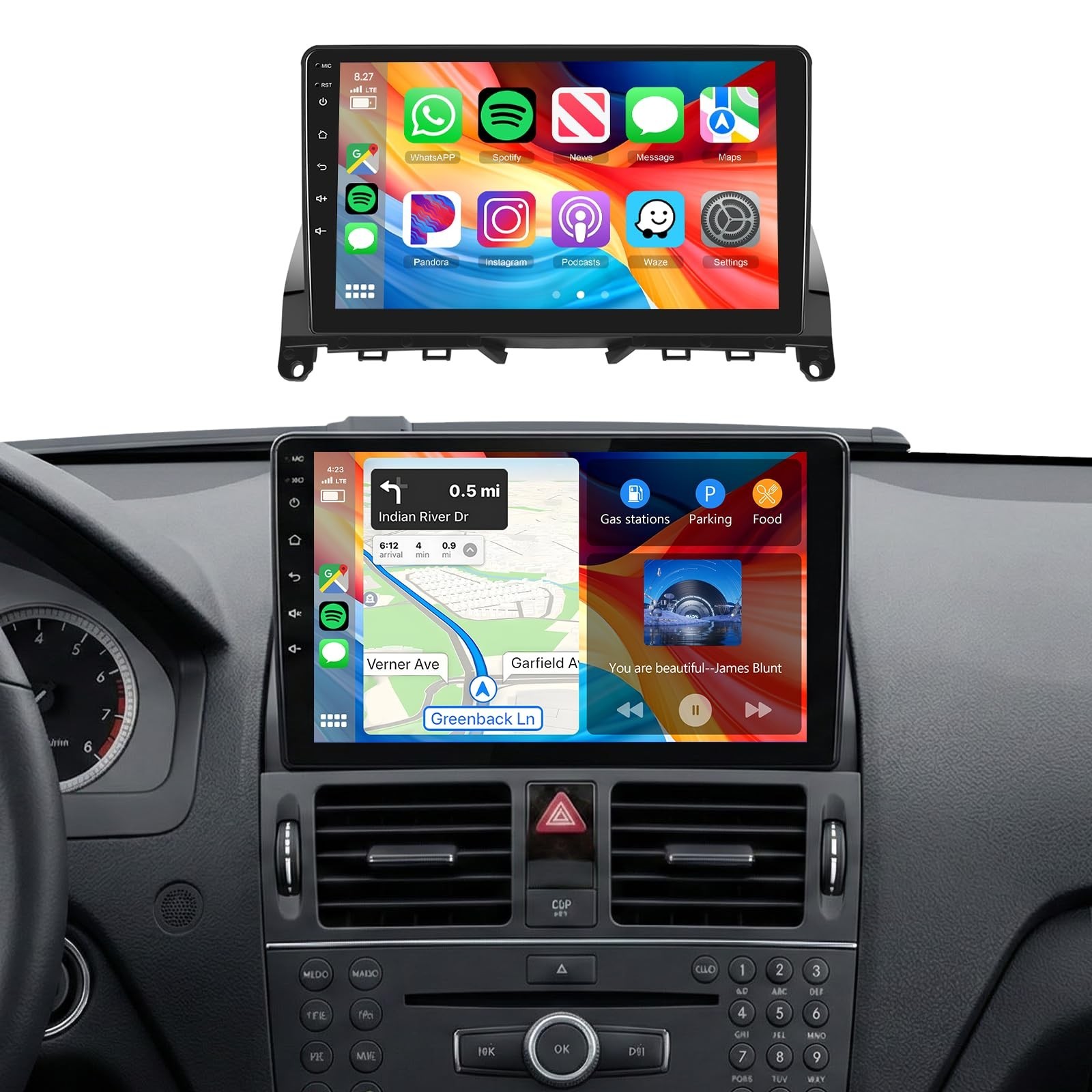 5Ghz WiFi 4Core+64G Car Radio for Mercedes Benz C-Class W204 C180 C200 C230 C...