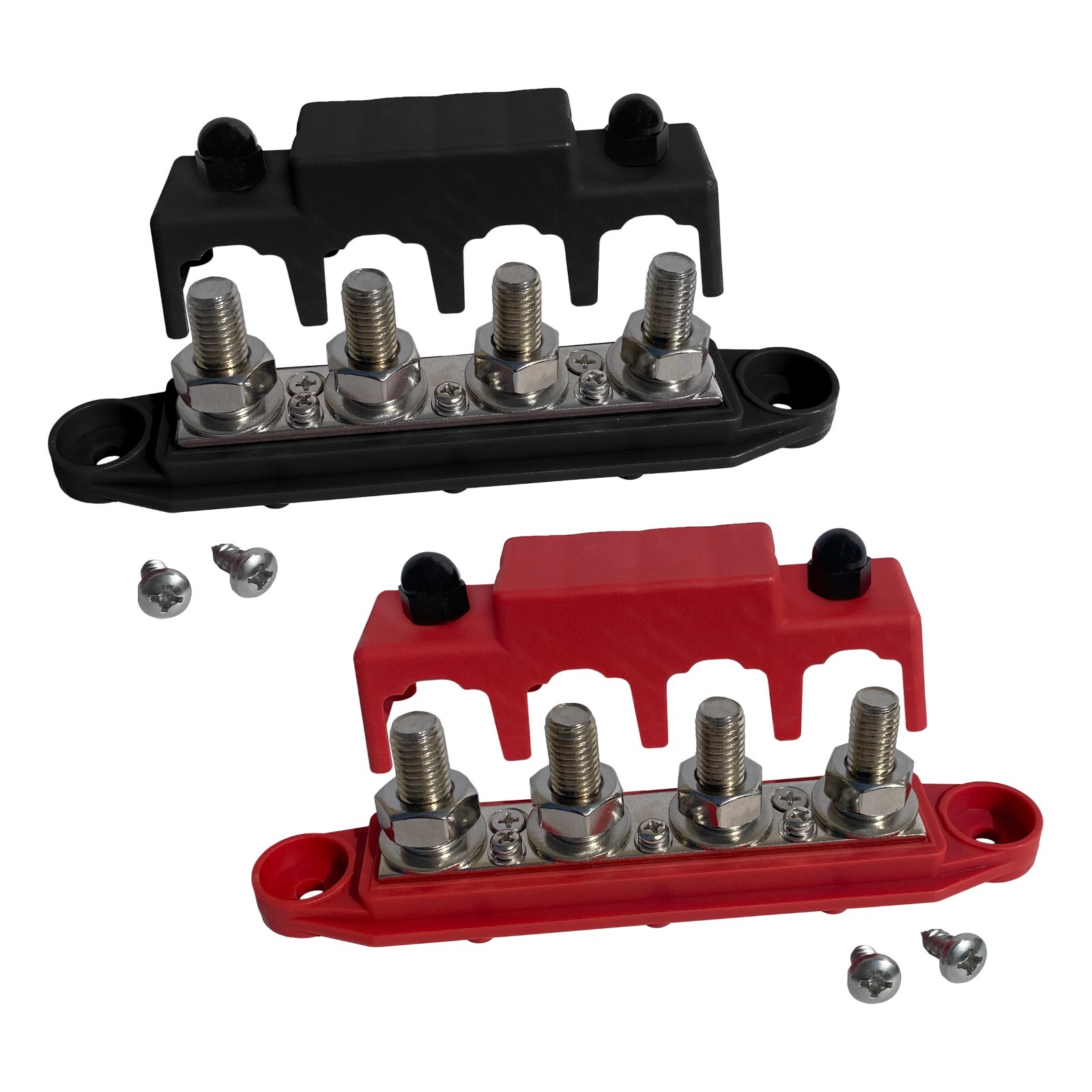 3/8" 4 Post Power Distribution Block Bus Bar - 250A Marine Auto Solar Wiring M10