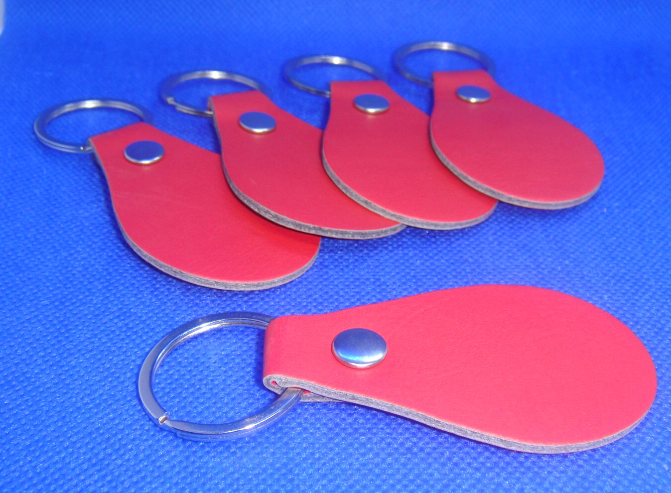 #5 Five " RED " PU Leather Key Fob Blank KEY RING DIY Laser Engraving WRITE OK