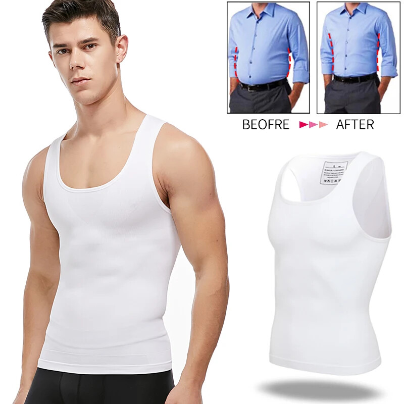 Mens Slimming Body Shaper Shirts Tummy Control Shapewear Abdomen Slim Vest New