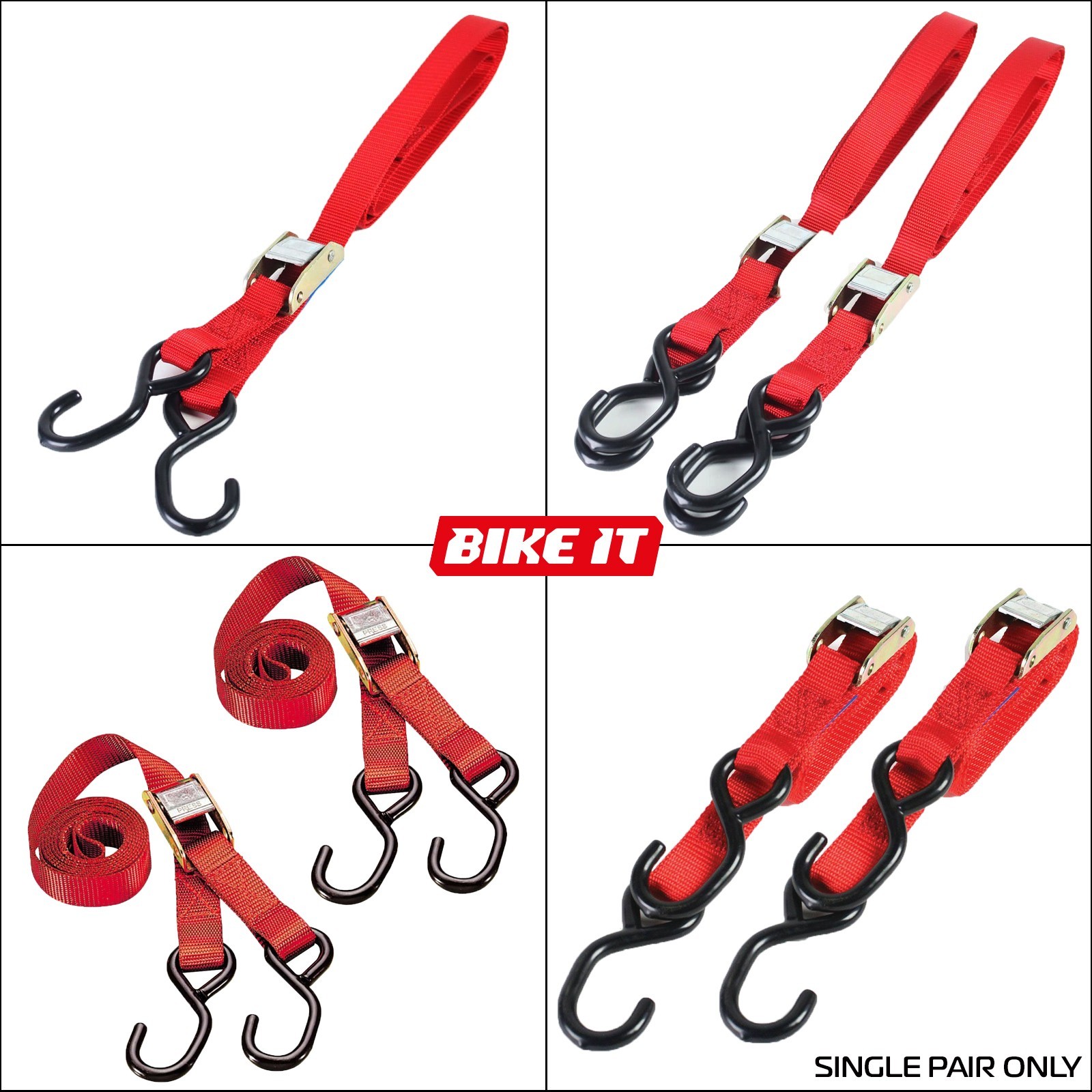 Bike It 2 Piece Red Autolock Motorcycle Motorbike Van Trailer Workshop Tiedown