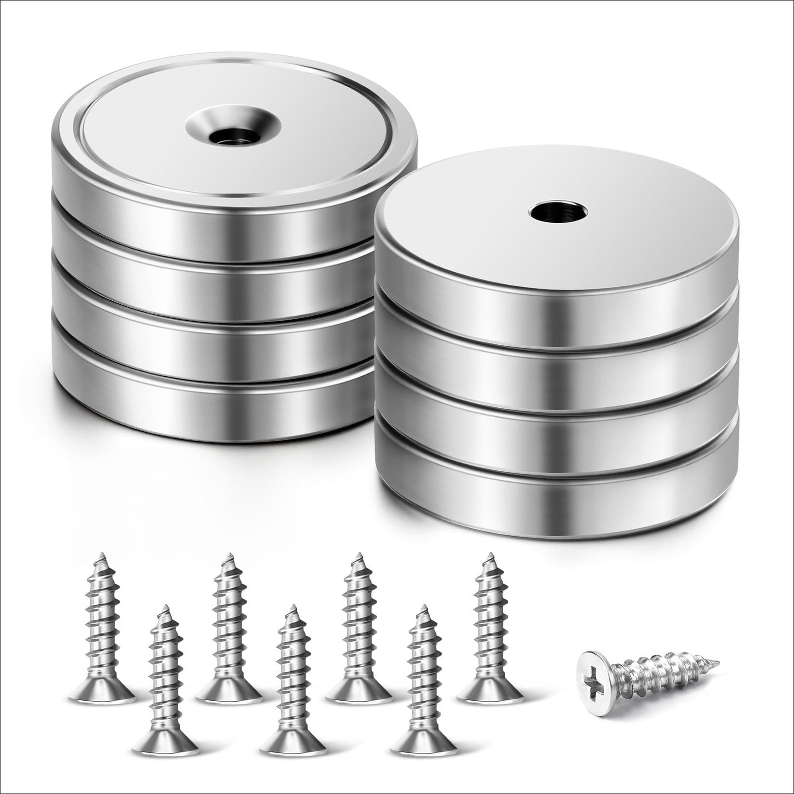 Magnets with Holes, 110 LBS Super Strong Heavy Duty, 110lb, Silver