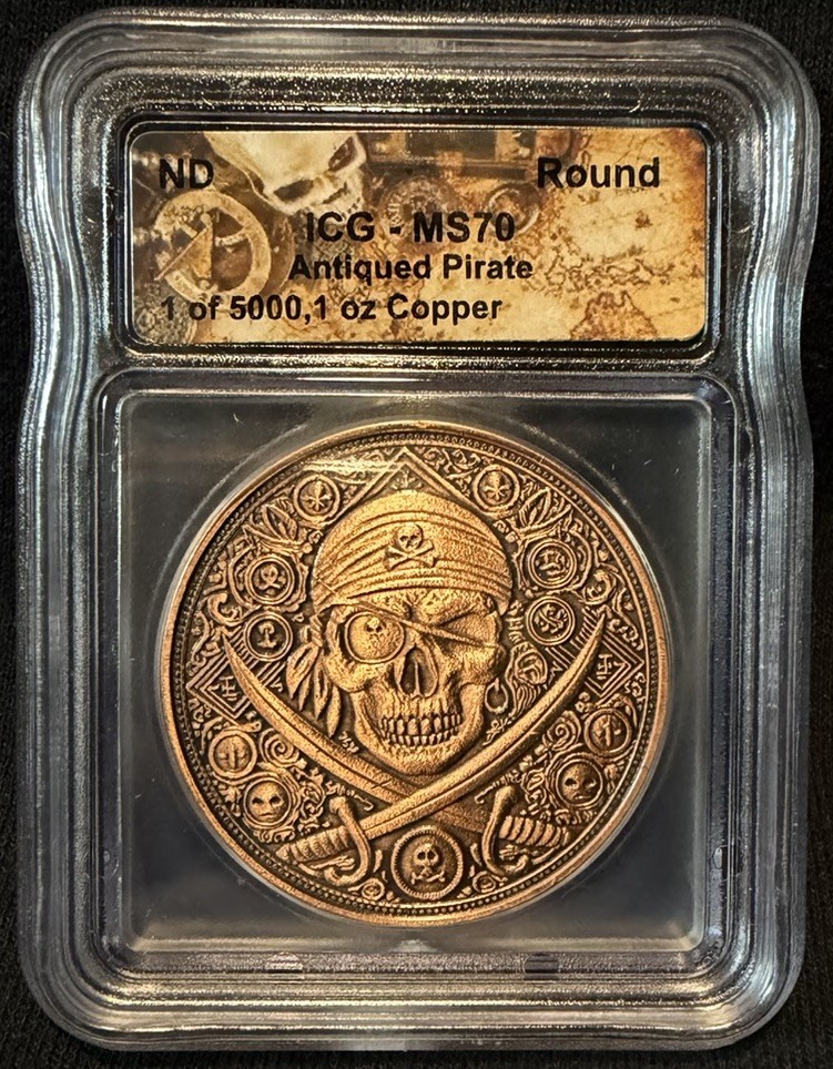 Antiqued Pirate 1 oz 0.999 Copper Fantasy Issue Coin