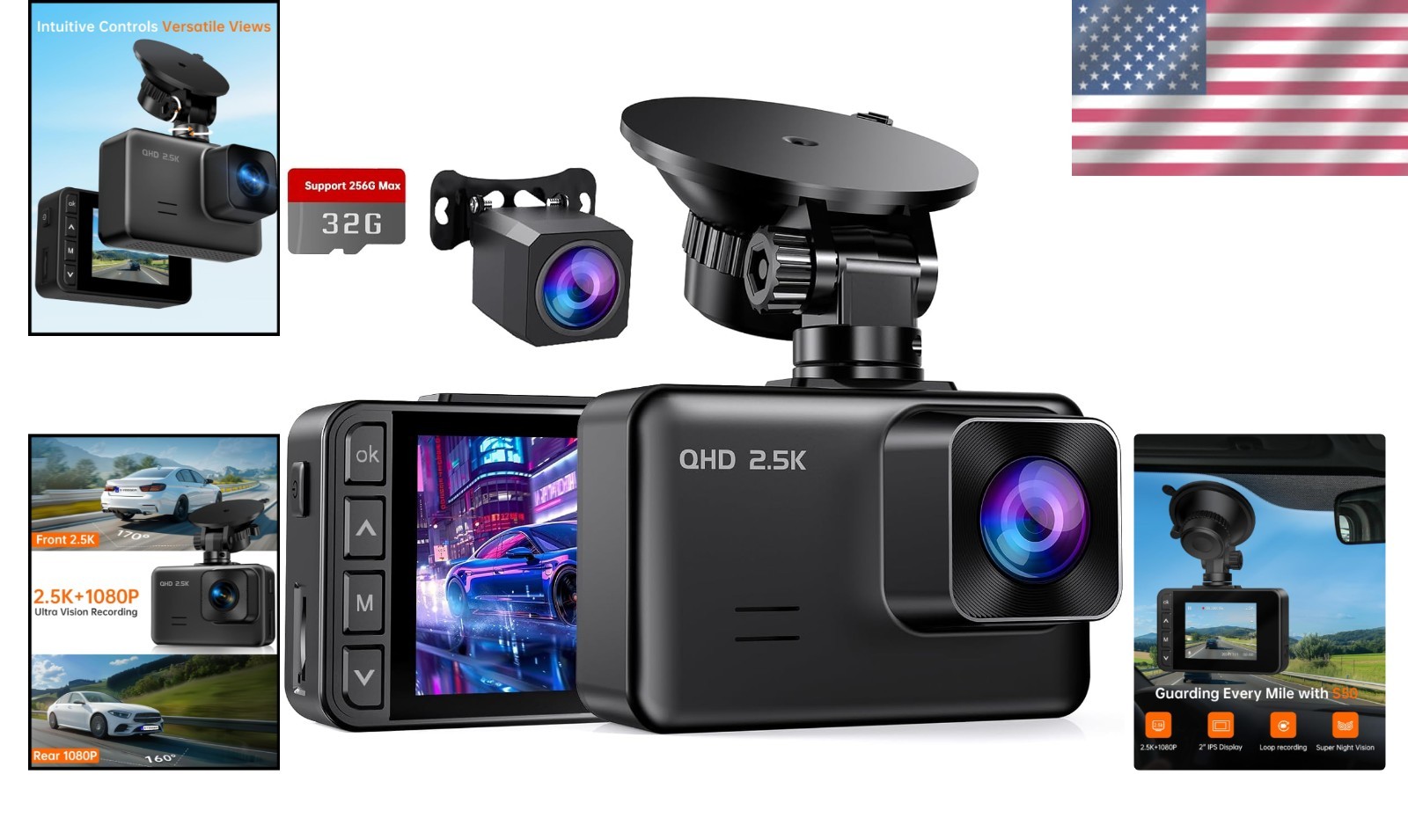 High-Resolution Dash Camera Bundle, Night Vision
