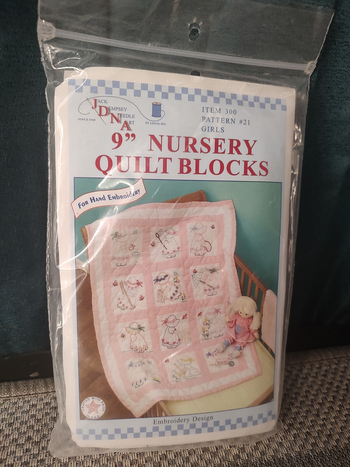 Jack Dempsey Needle Art: 9" Nursery Quilt Squares: Girls -Item 300 Pattern #21