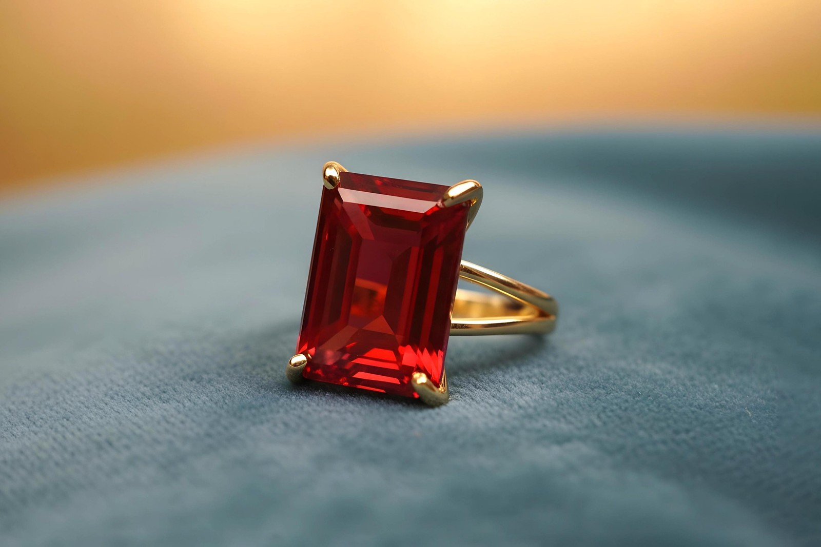 Ruby Rectangle Ring Anemone 14k Rose Gold Double Band Custom Engraved