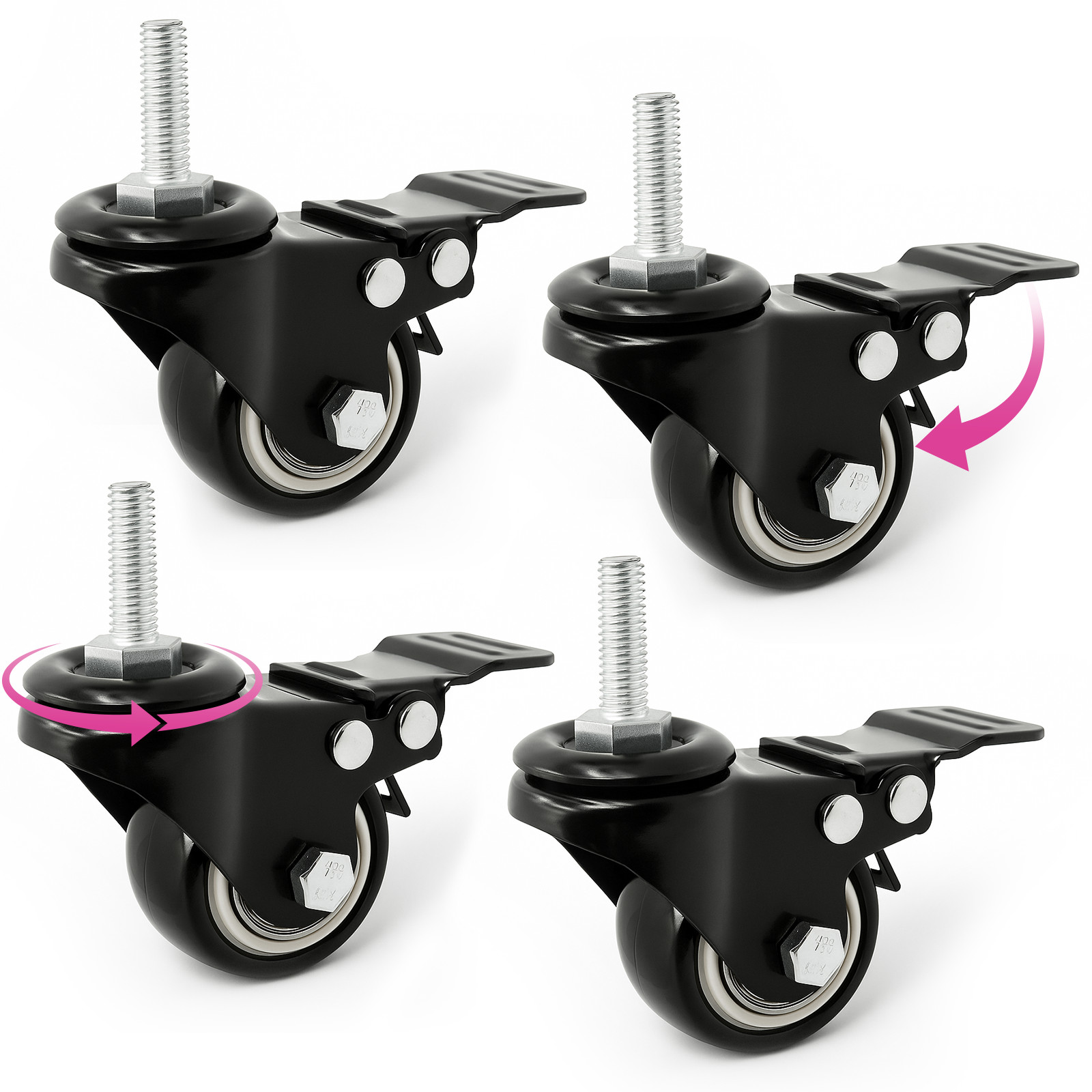 Keyboard Stand Caster Wheels Set of 4–Heavy-Duty Locking Piano Stand Accessories
