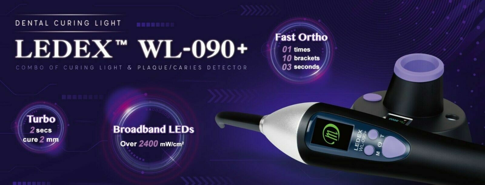Dentmate Ledex WL-090+ Dental LED Curing Light Fast Cure With Caries Detector