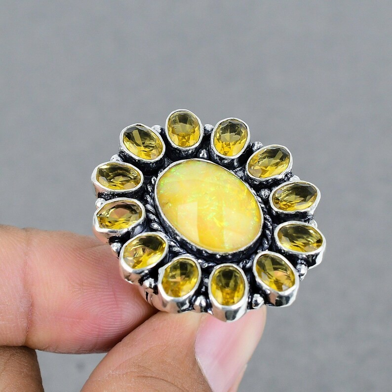 Opal Citrine Ring925 Sterling Silver Band& Statement Ring Handmade Ring All Size