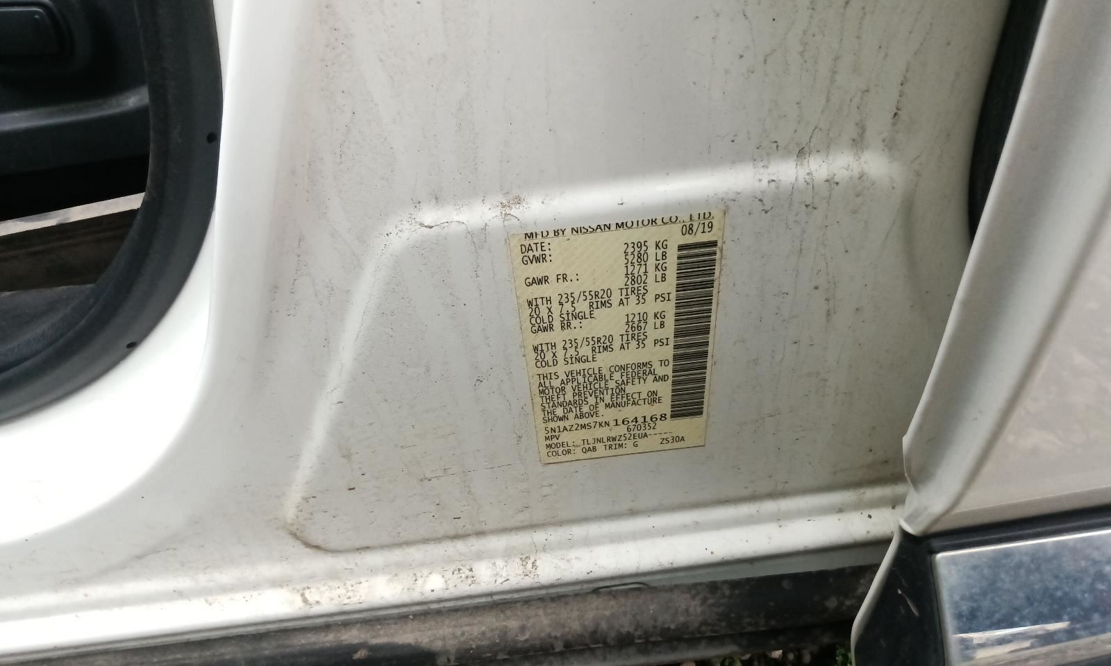 MURANO 2019 Glove Box 807134