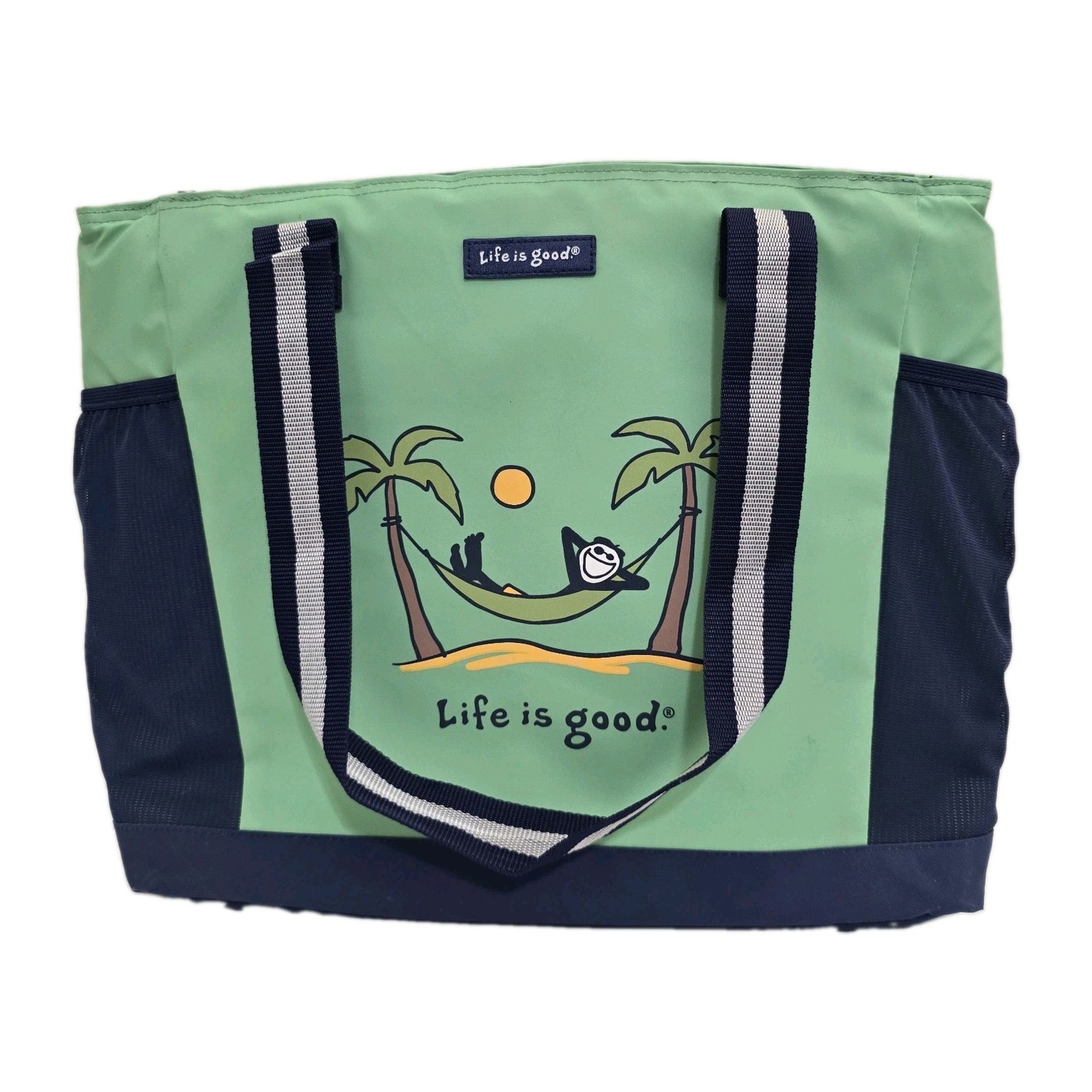 LIFE IS GOOD Deluxe Insulated Cooler Tote Bag Waterproof Teal/Navy Beach Picnic