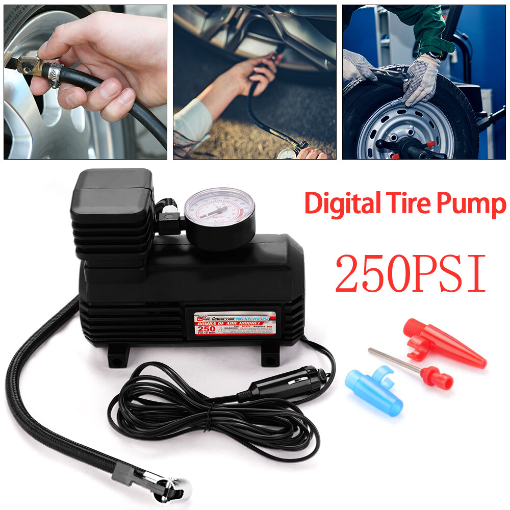 Mini Portable Air Compressor Electric Tire Inflator Pump 12 Volt Car 250PSI