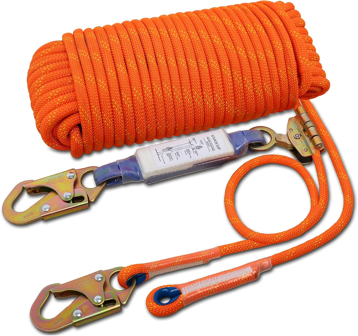 Fall Protection Safety Rope 150Ft Heavy Duty Vertical Roofing Grab Snap Hook Sho