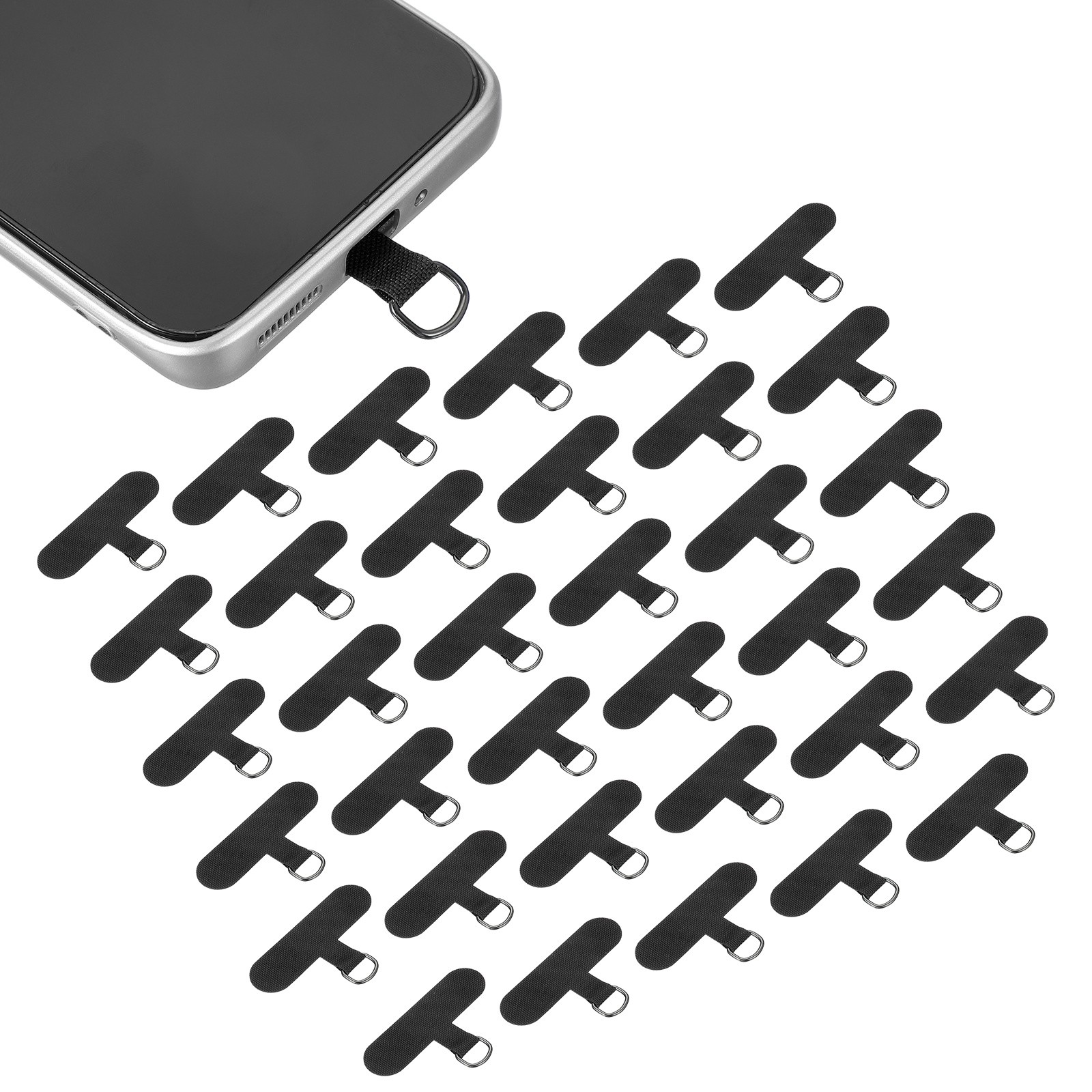36pcs Phone Tether Tab Universal t Shape Phone Lanyard Patch Black