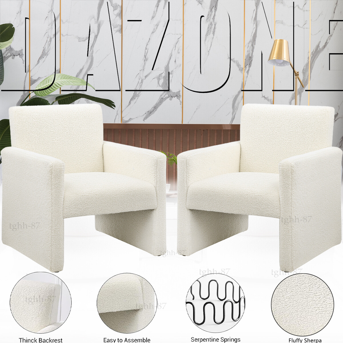 Sherpa Accent Chair White Fluffy Single Sofa Chair Comfy Armchair For Livingroom