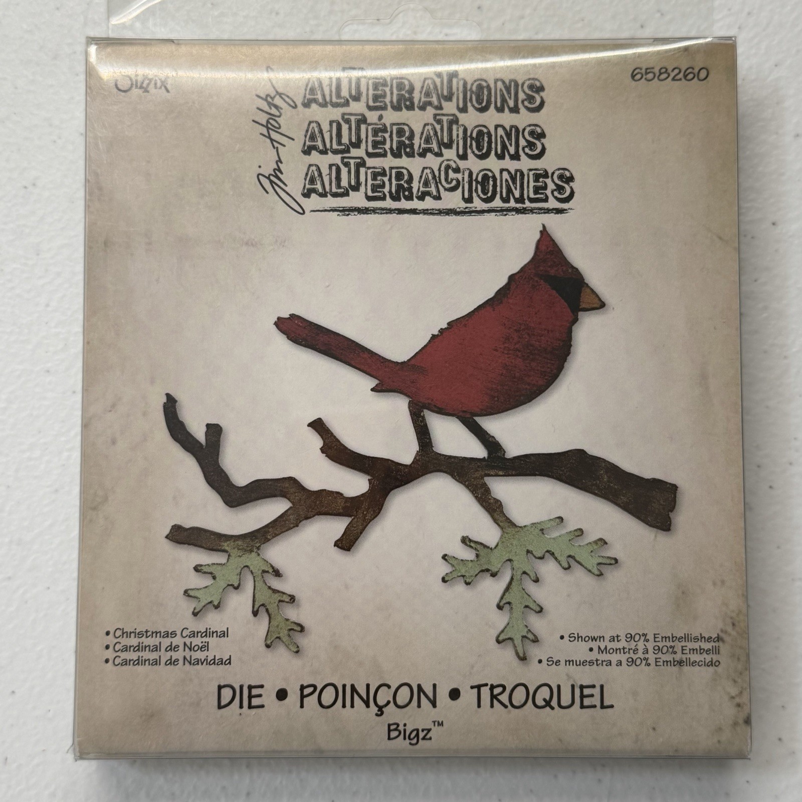 NEW Sizzix Tim Holtz Alterations Christmas Cardinal Die Bigz 658260 RETIRED
