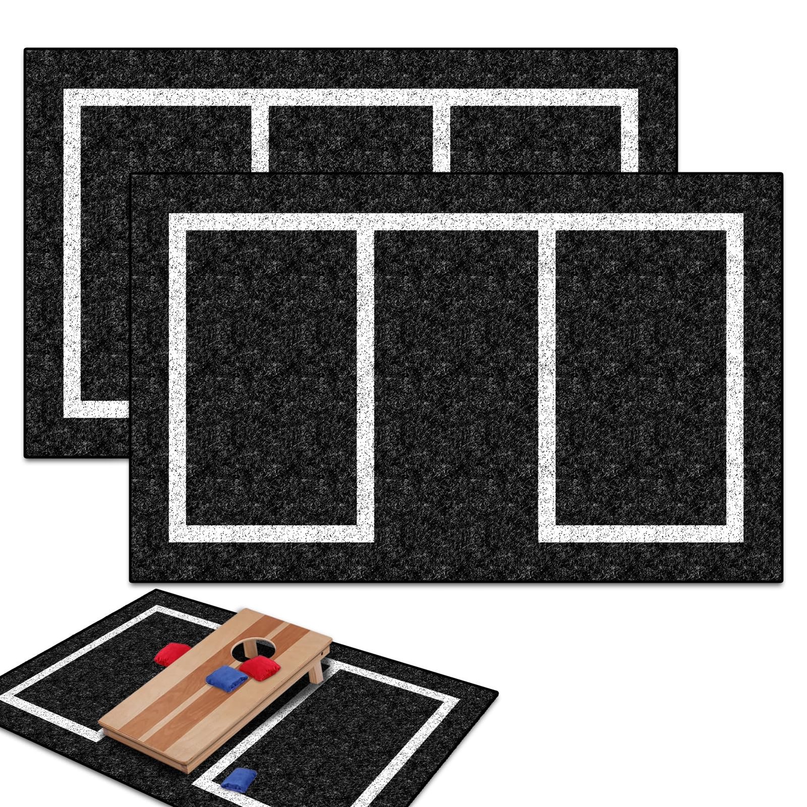 2 Packs Cornhole Mats 5 x 8 Ft Felt Prevent Slipping Cornhole Pads for Cornho...