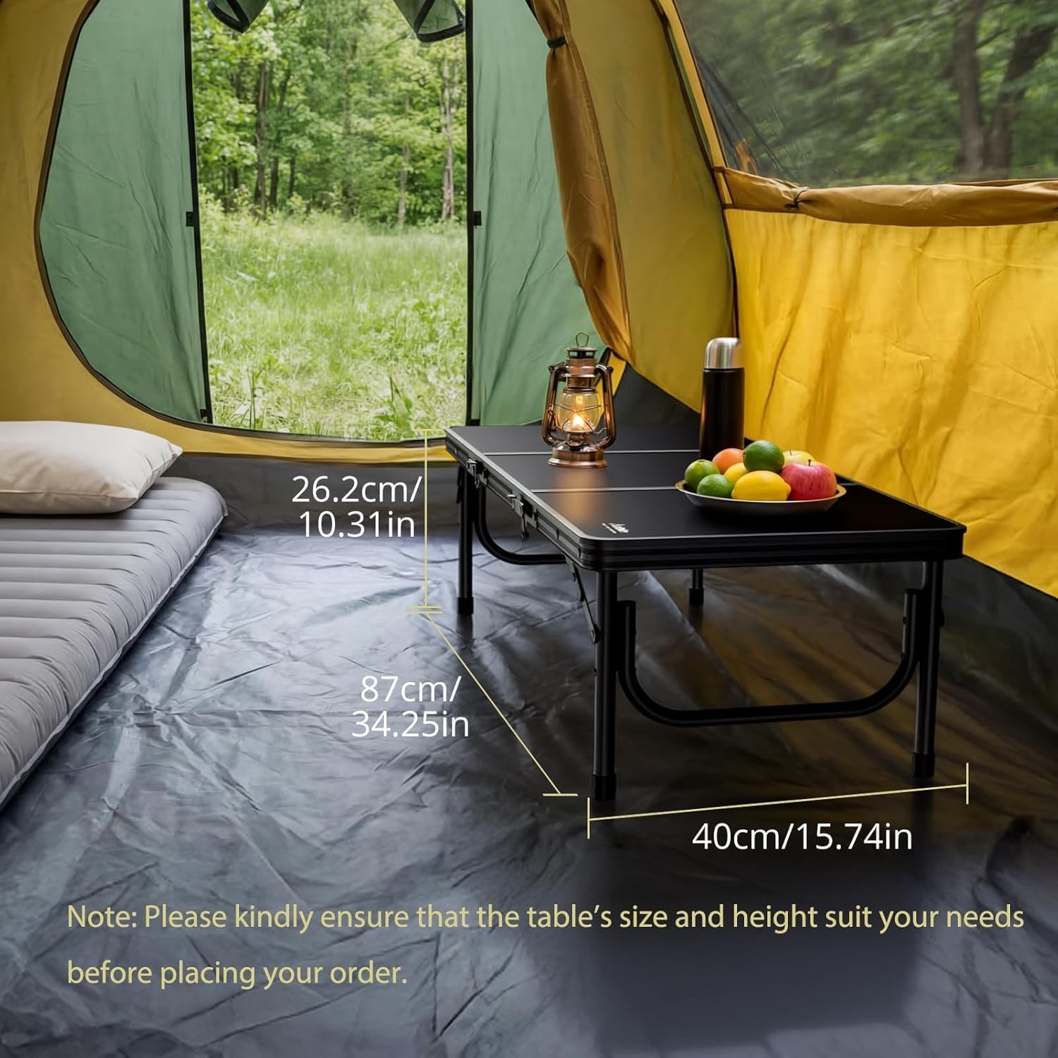 3ft Low Folding Picnic Table 10.3" Height Thicker Aluminum Small Camping Table