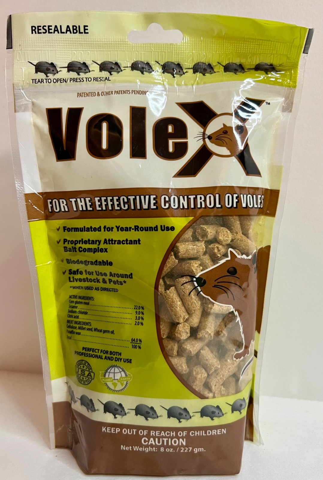 VoleX All Natural Non Toxic Vole Killer Pellets 8oz Safe for Crops Pets New