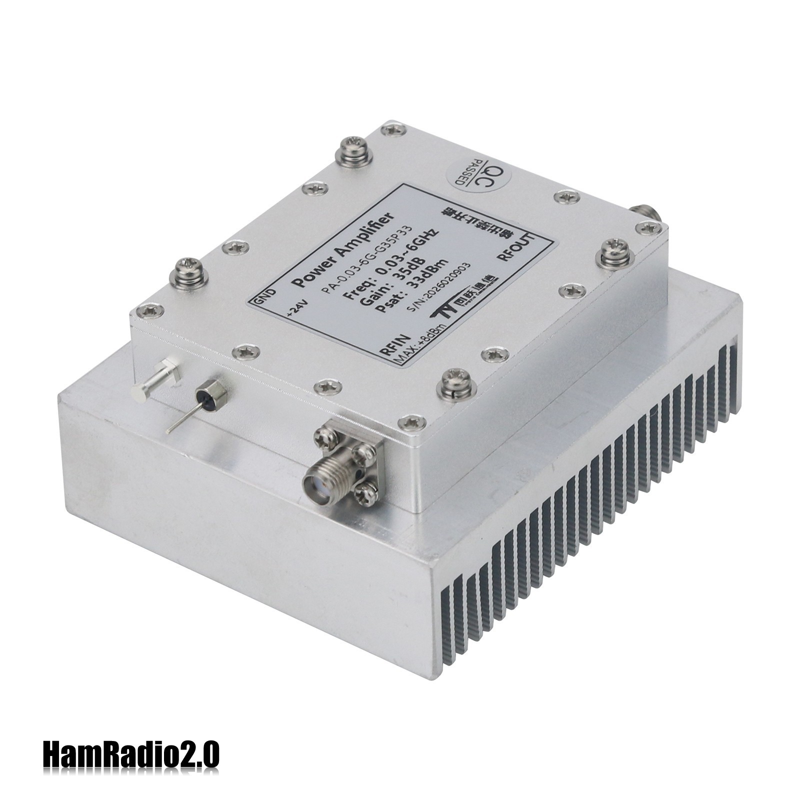 0.03-6GHz RF Power Amp 35dB 2W Output RF Microwave PA + SMA Female Connector