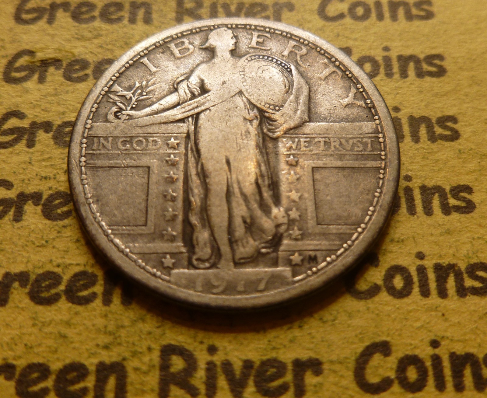 1917 Standing Liberty Quarter Coin #M14 Beautiful High Grade Coin