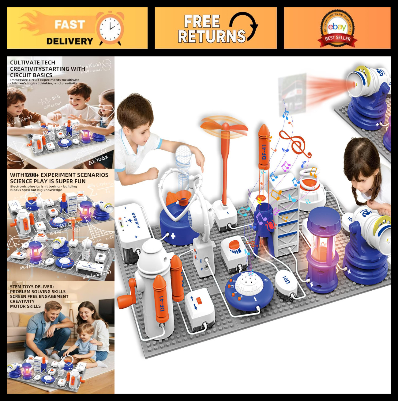 STEM Science Kit for Kids, 66 Pcs Electronics Circuit Parts, 1200+ Projects, Edu