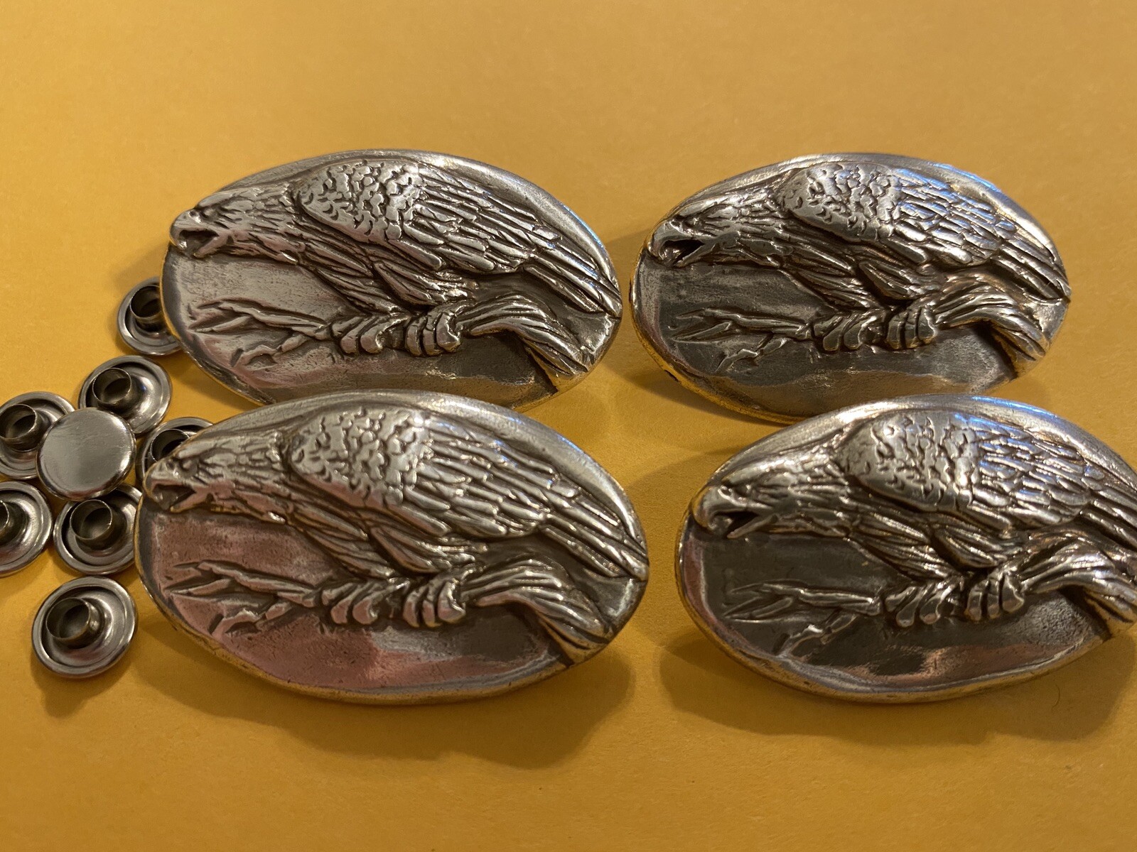 Lot Of 4 Eagle on a Branch Conchos with Screws 1 1/2”