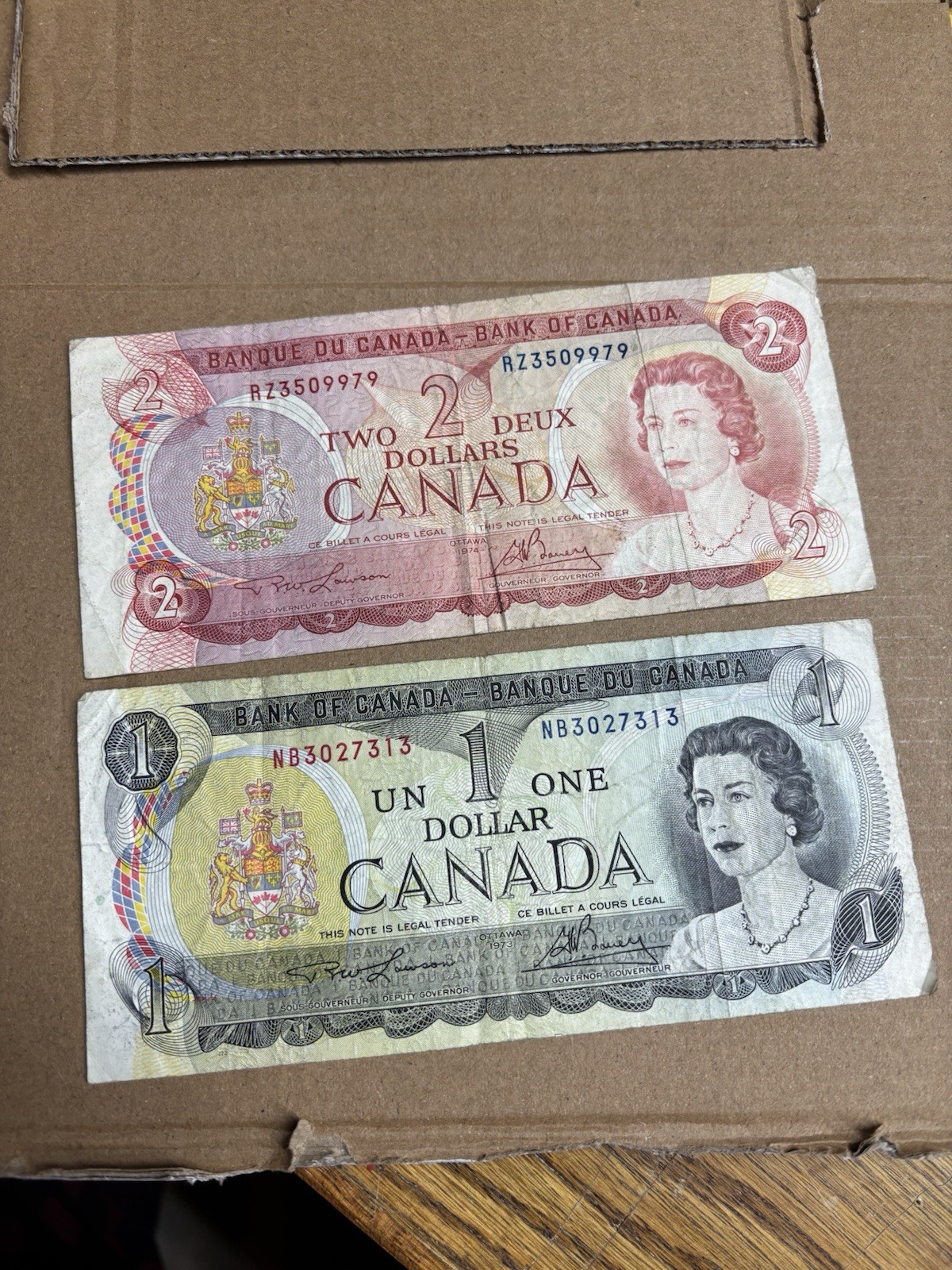 1973 1 Dollar Bill 1974 2 Dollar Bill Canadian Money Dollars Bills Notes