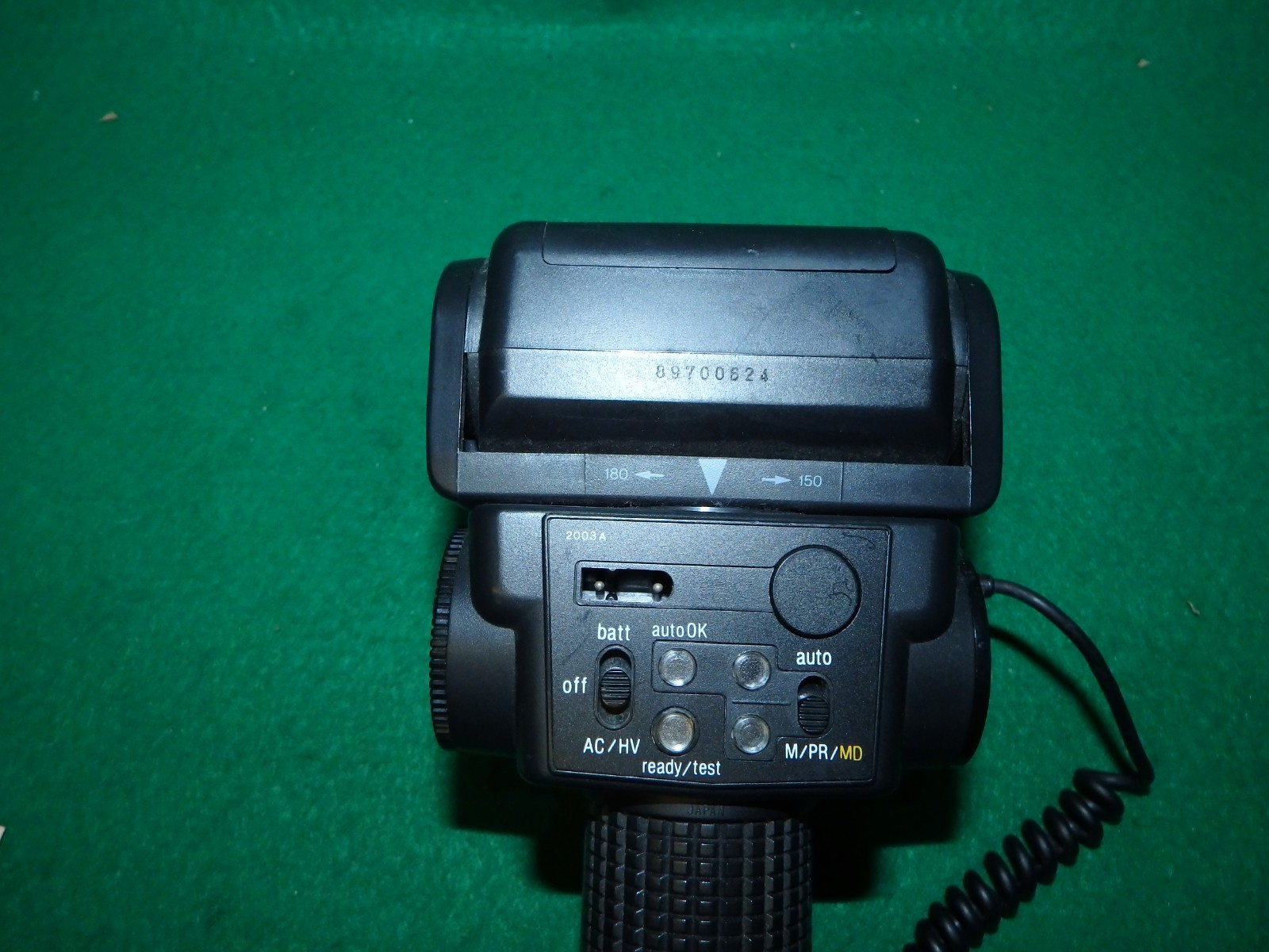 SUNPAK Auto 544 Thyristor Handle Flash+35mm Camera Bracket & PC Sync Cord Tested