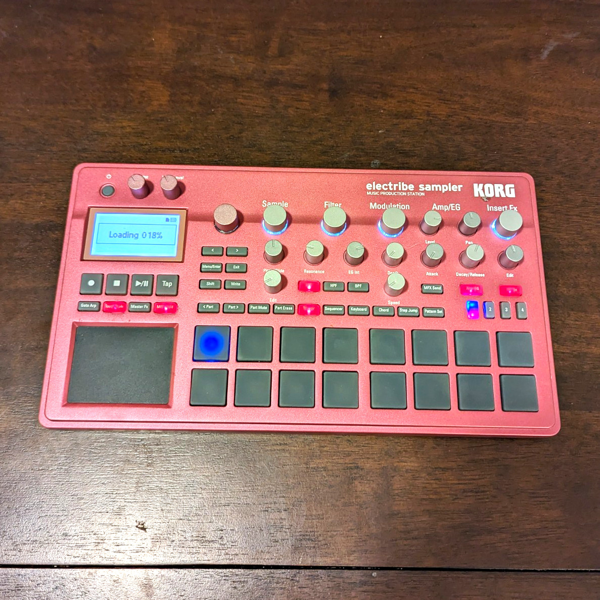 KORG electribe sampler Red Tabletop Sampler 16 Pads w/ Case, Adapter, 16GB SDHC