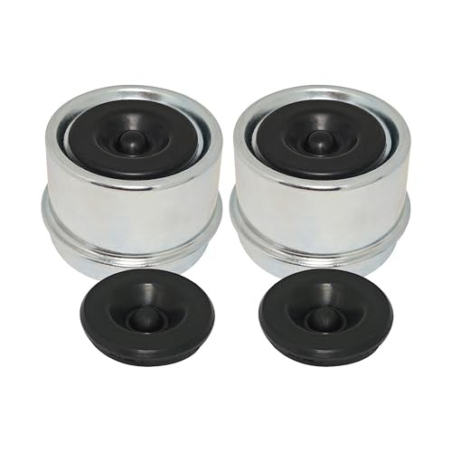 1.98" Trailer Axle Dust Cover Cap Cup Kit Set with Extra 2 Rubber Plugs for