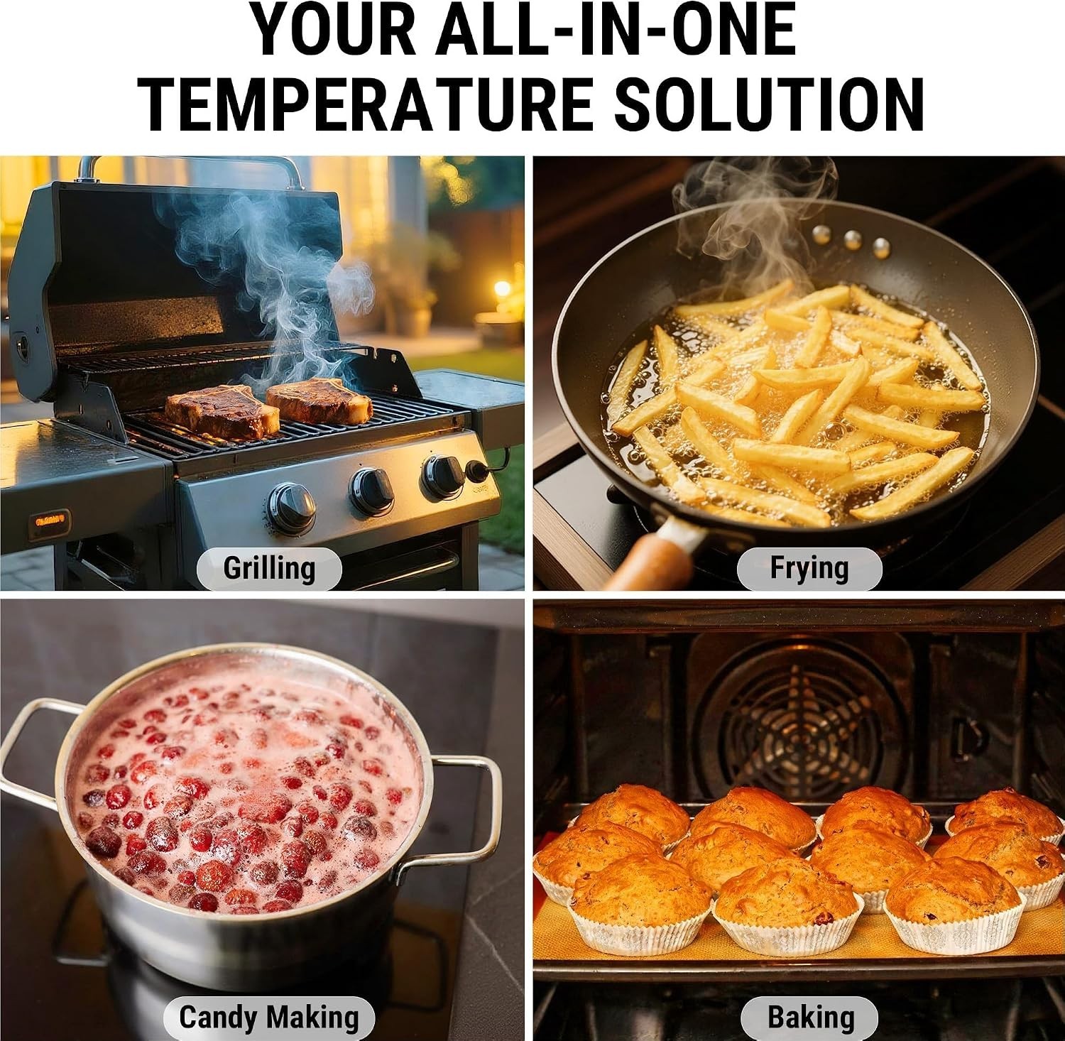 Digital Meat Thermometer with Fast Reading, Waterproof Design & Lock Feature