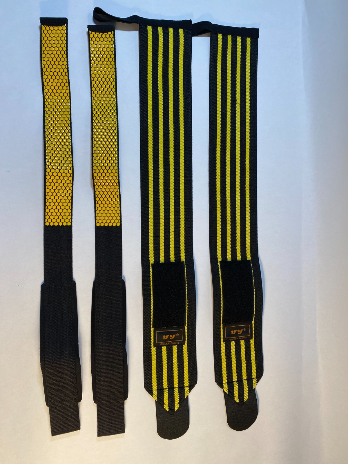 wrist wraps and wrist straps weight lifting accessories, black and yellow,