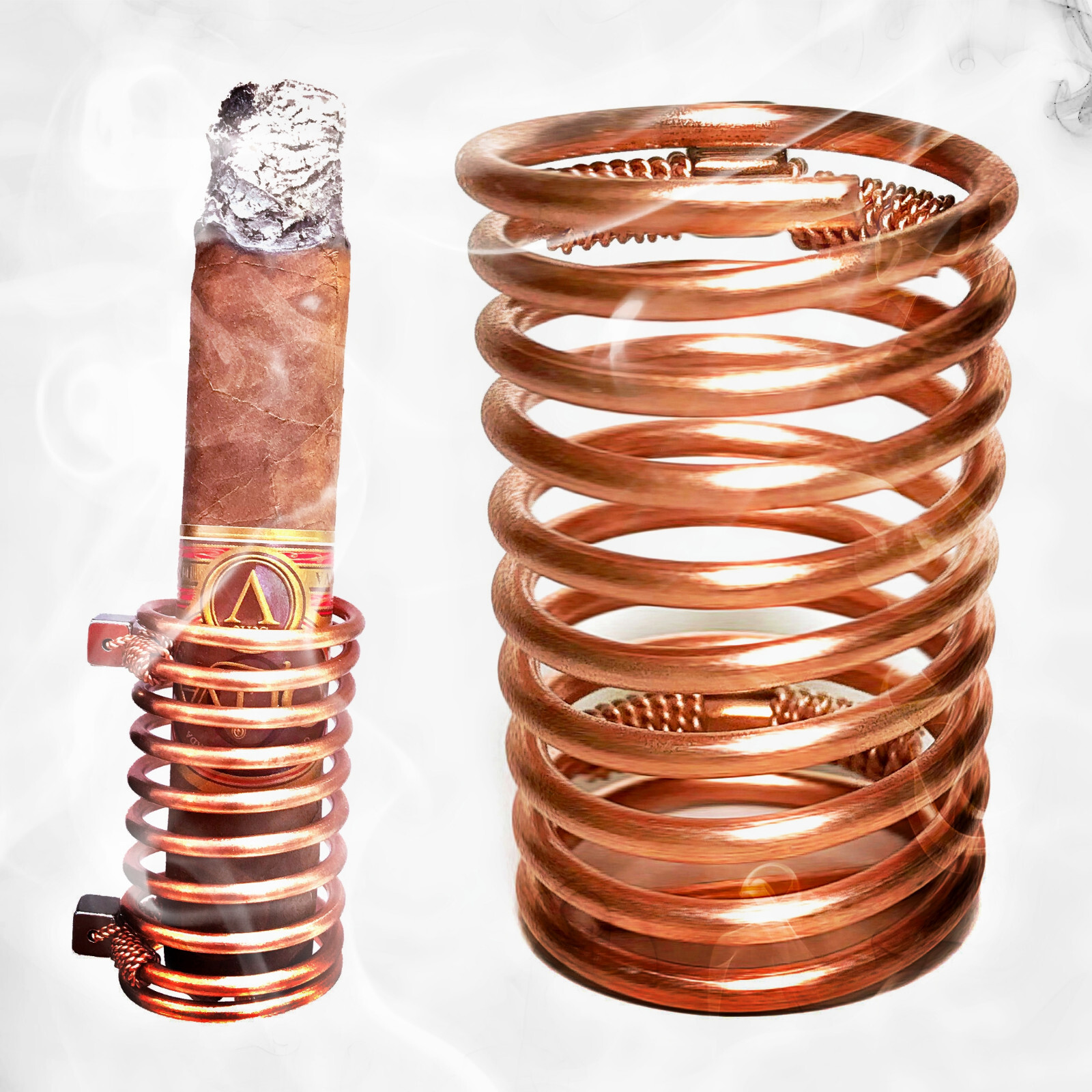 Jumbo Cigar Holder for Golf Cart - Magnetic, Solid Copper, Handmade 70 ring