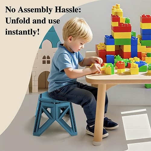 9.2" Blue Collapsible Step Stool - Non-Slip Hold Up to 300 lbs Portable Plast...