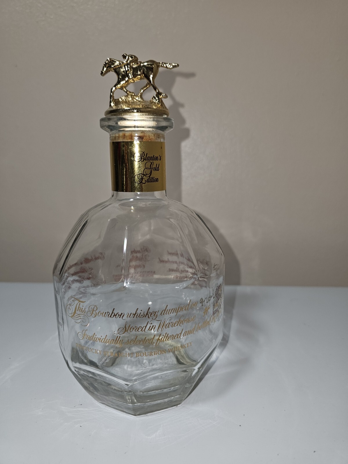Blanton’s Gold Edition  750ml  Empty Bottle with Jockey Stopper. Unwashed