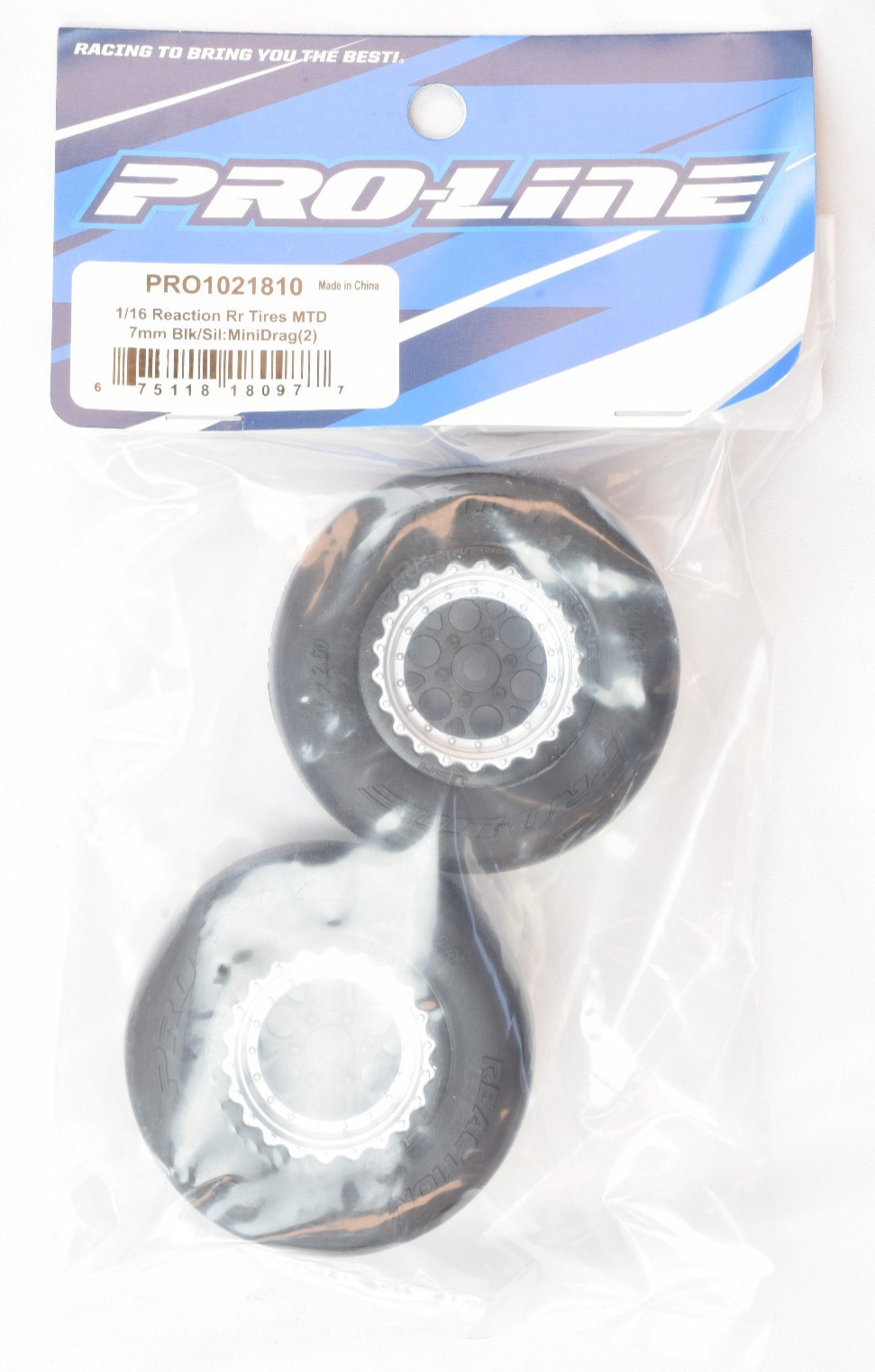 Pro-Line Losi 1/16 Mini Drag Reaction Rear Tires Set W/ 7mm Hex PRO1021810