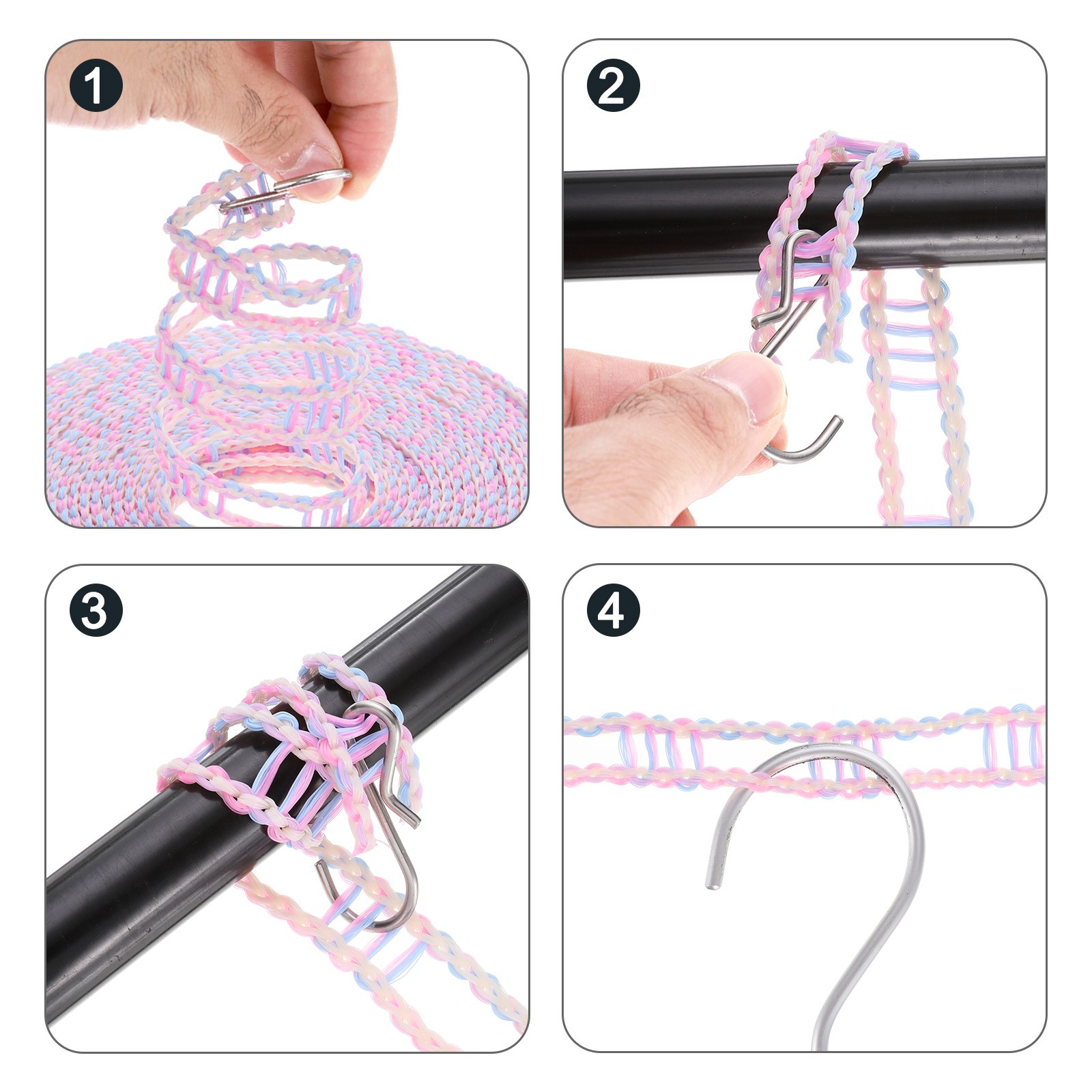 2pcs Windproof Clothesline 10M 33ft Plastic Non-Slip Clothes Drying Rope White