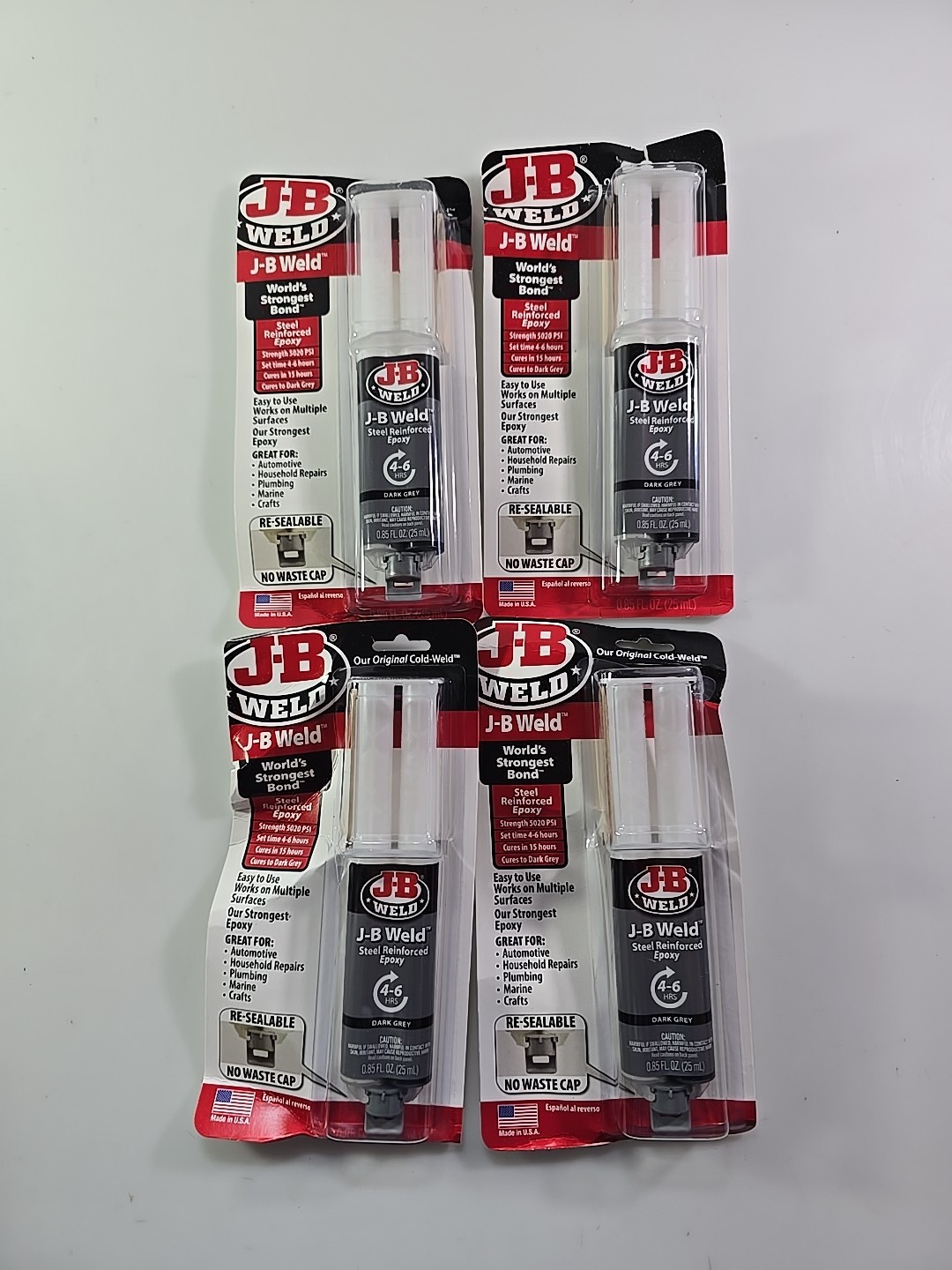 Lot Of 4 J-B Weld 50165 Original 25ml Resealable Syringe Brand New Sealed