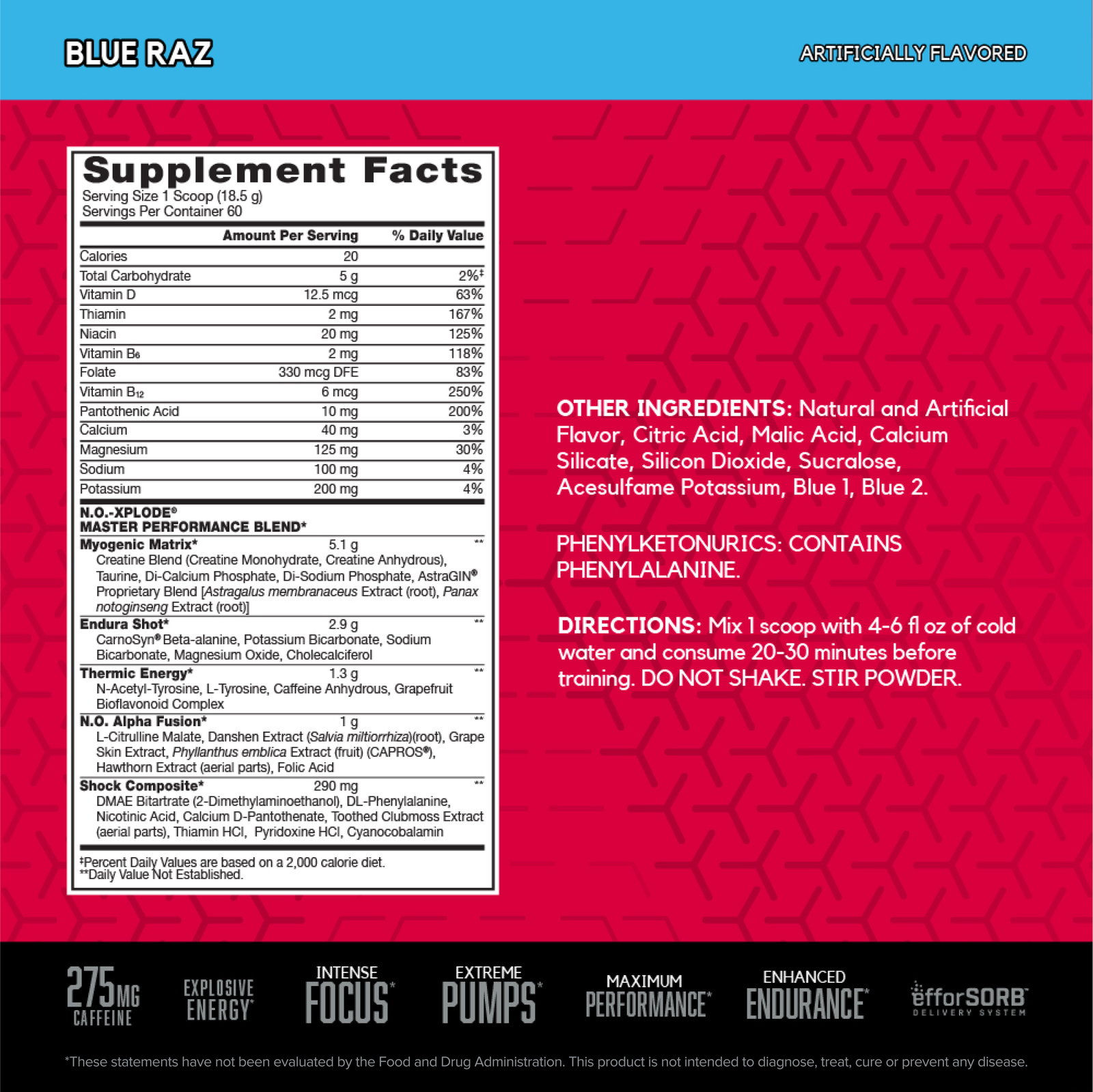 BSN NO XPLODE 3.3B BLUE RASPBERRY 2.45LB