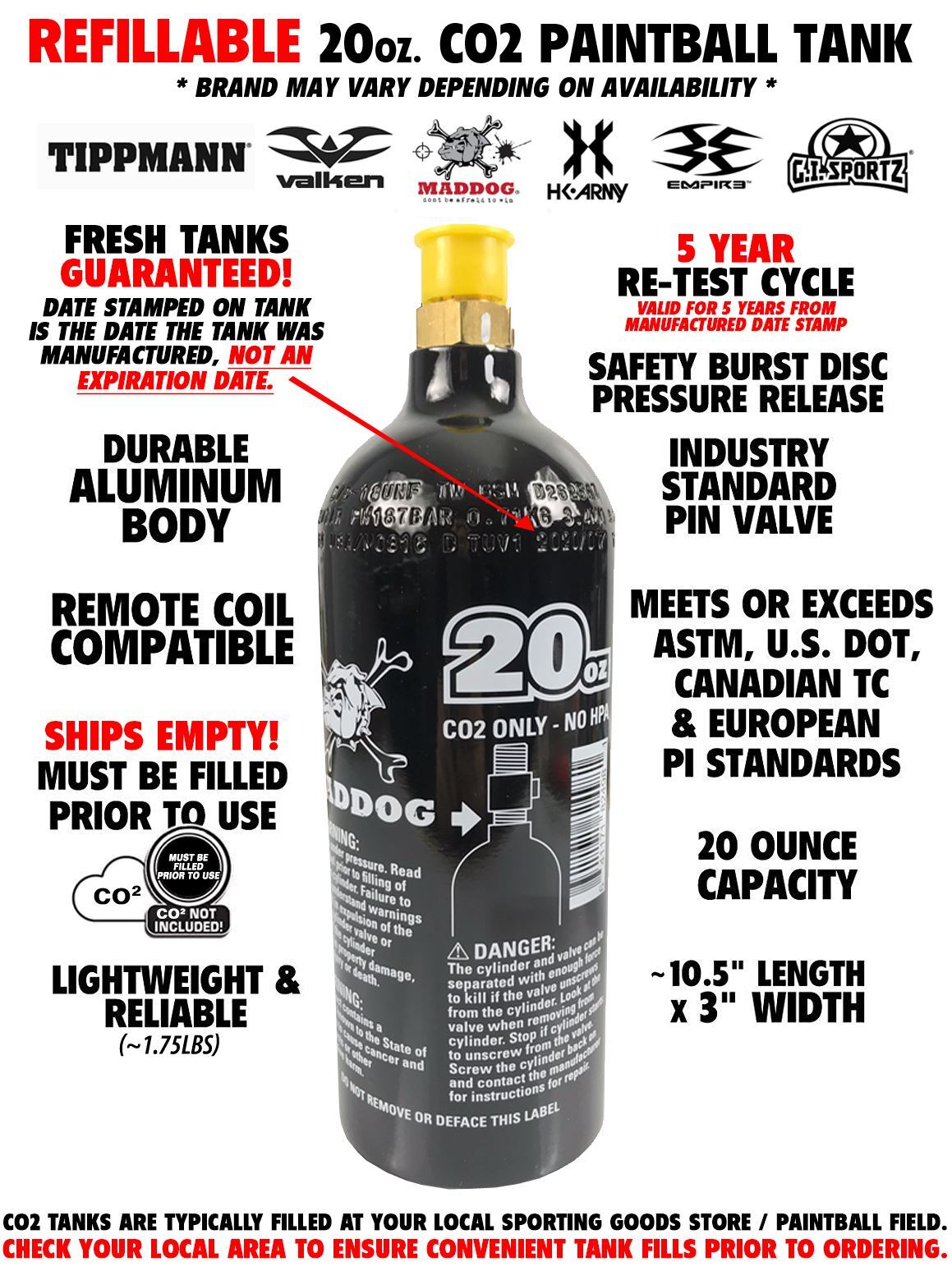 Maddog Tippmann Vantage Silver CO2 Paintball Gun Marker Starter Package