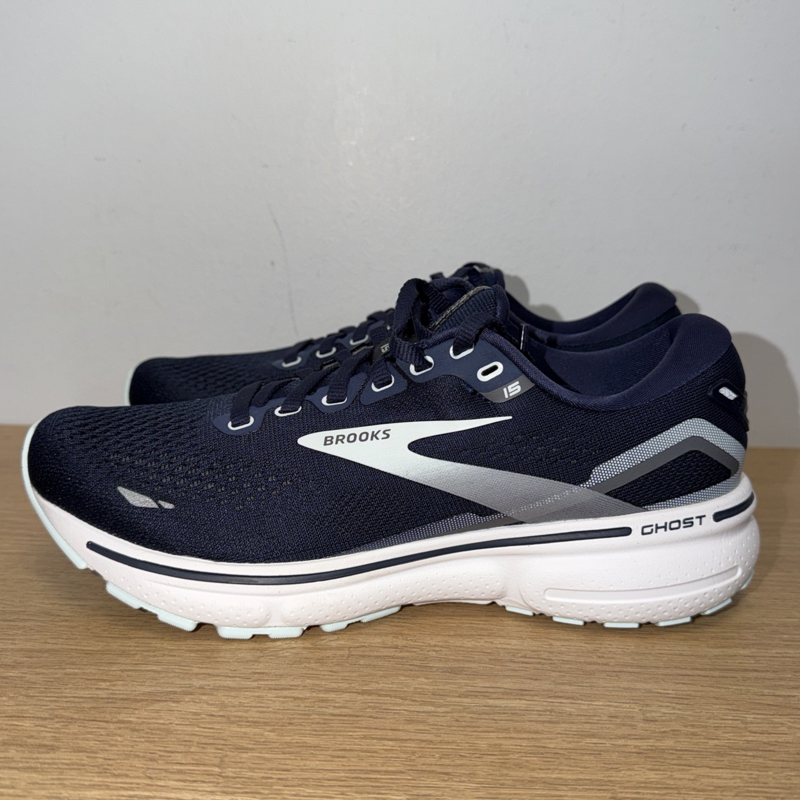 Brooks Ghost 15 Womens Shoes Size 7.5 Navy Blue Running Sneakers 1203801B450