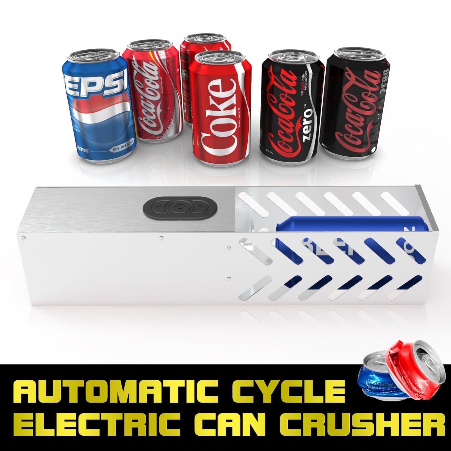 Electric Can Crusher for Recycling 12oz~16oz Cans, Automatic Can Crushers, Ca...
