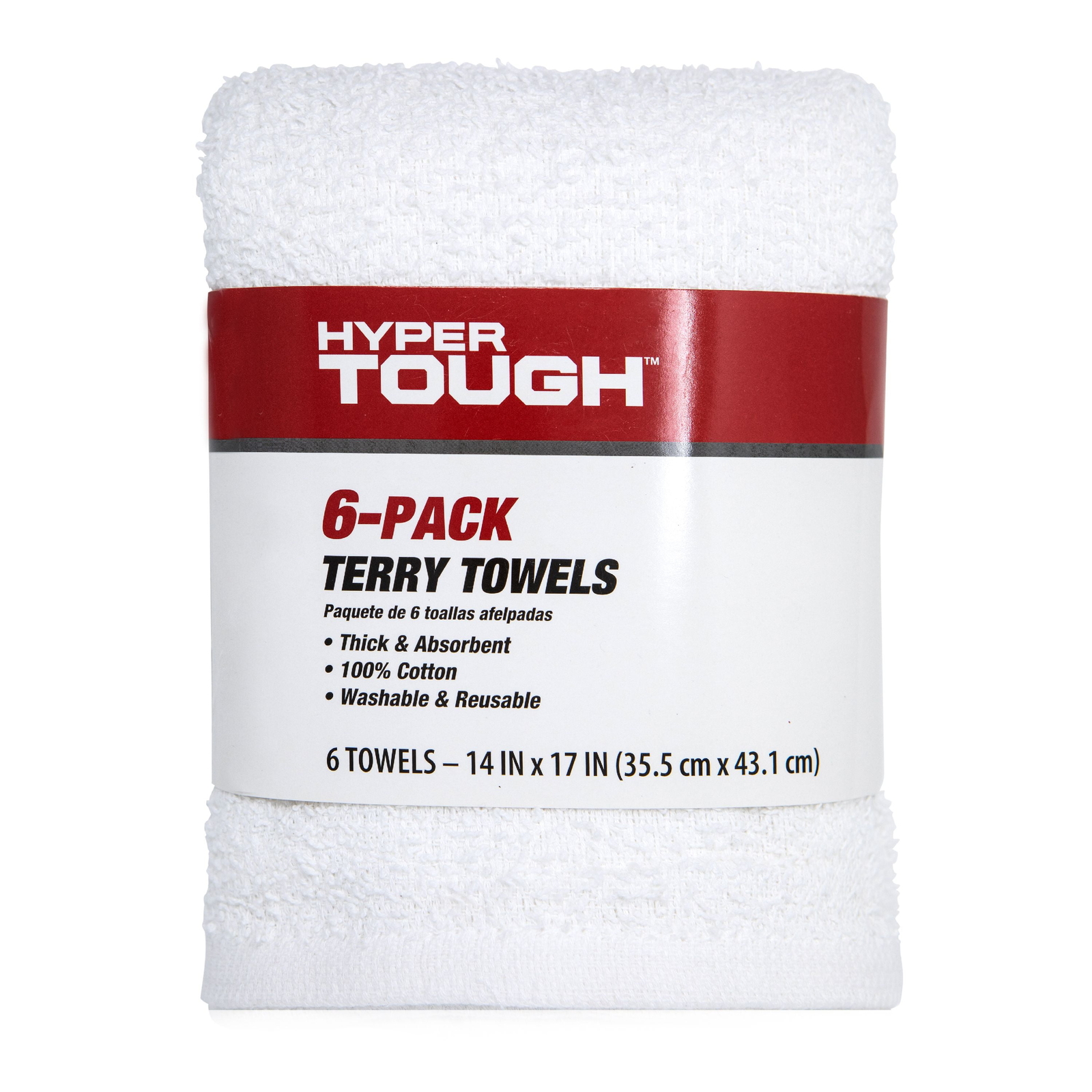 100% Cotton 14" x 17" All Purpose Terry Towels, White Household Cleaning Cloths