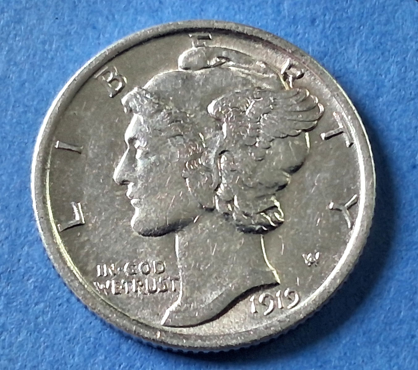 Gem BU 1919 Mercury Dime - 10c - Better Grade - Full Split Bands