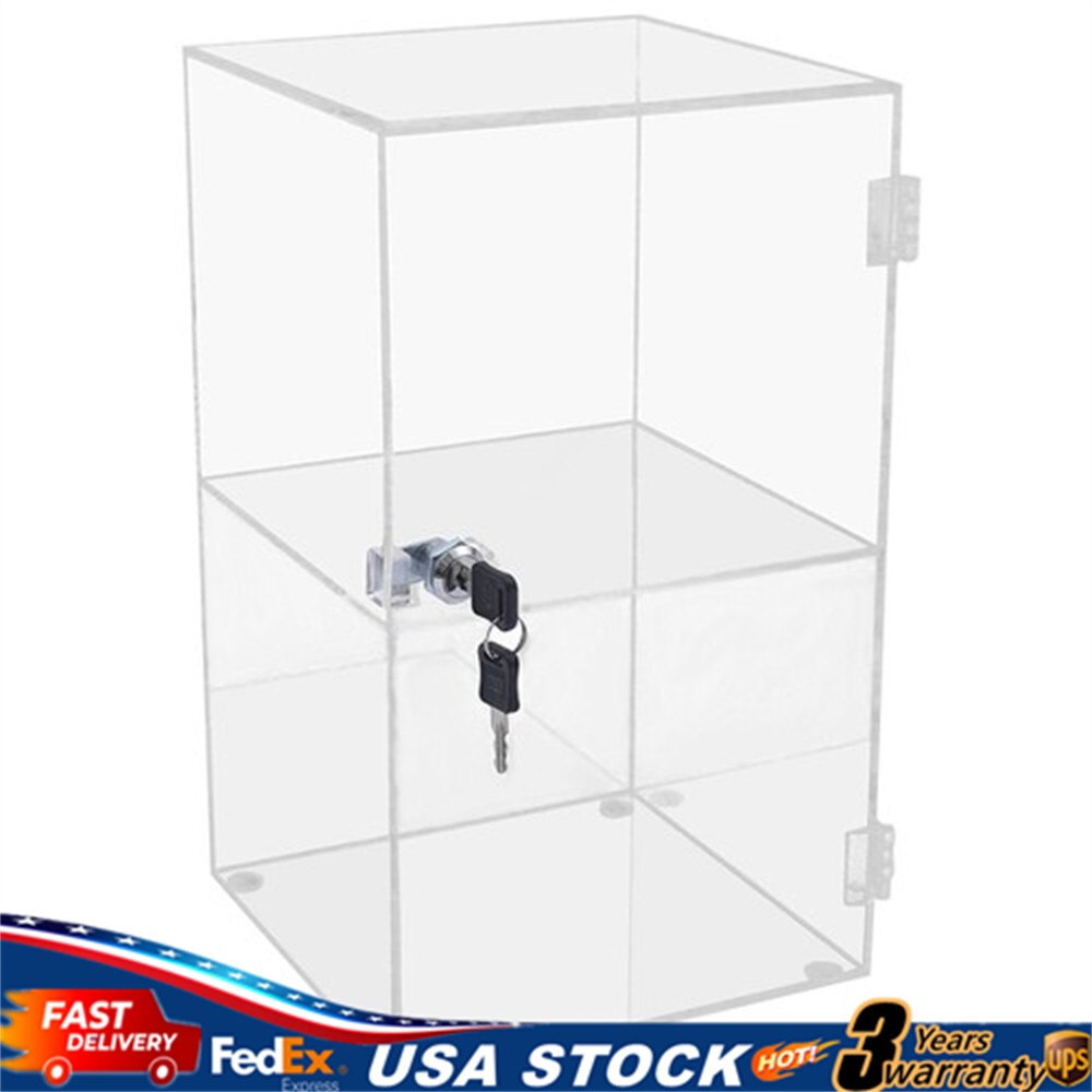 2-layers Countertop Display Case 20*20*35cm Locking Security Showcase Cabinet US