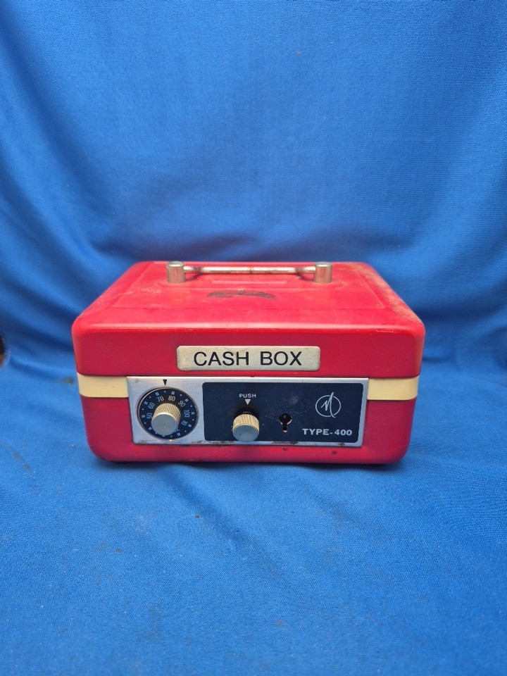Cash Box Red Metal Locking No Key No Tray