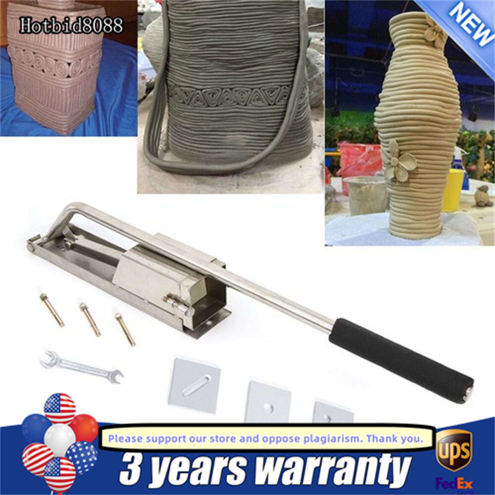 Clay Extruder for Pottery & Ceramics Stainless Steel Tool Kit Wall-Mounted USA