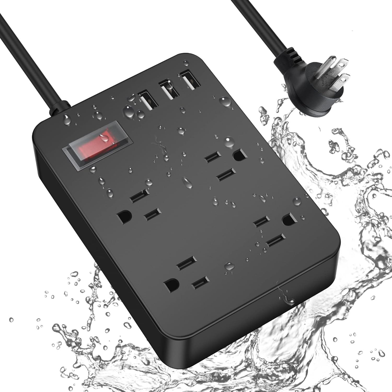Outdoor Power Strip Weatherproof,Waterproof Surge Protector with 4 Outlets,3 Usb